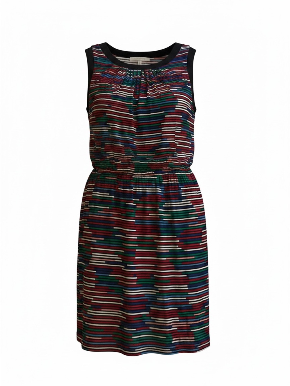 Trina Turk Multicolor Striped Sleeveless Mini Dress with Black Trim